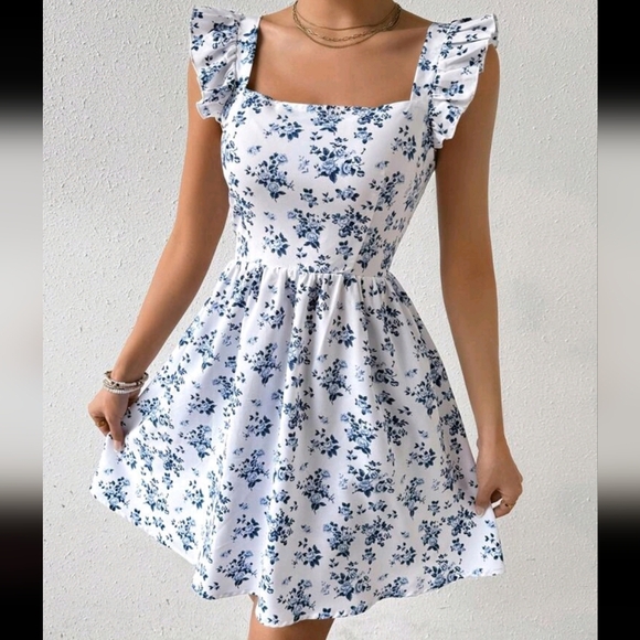 Women Boho Style Random Printed Cap Sleeve Dress For Vacation Vacation - Picture 2 of 4